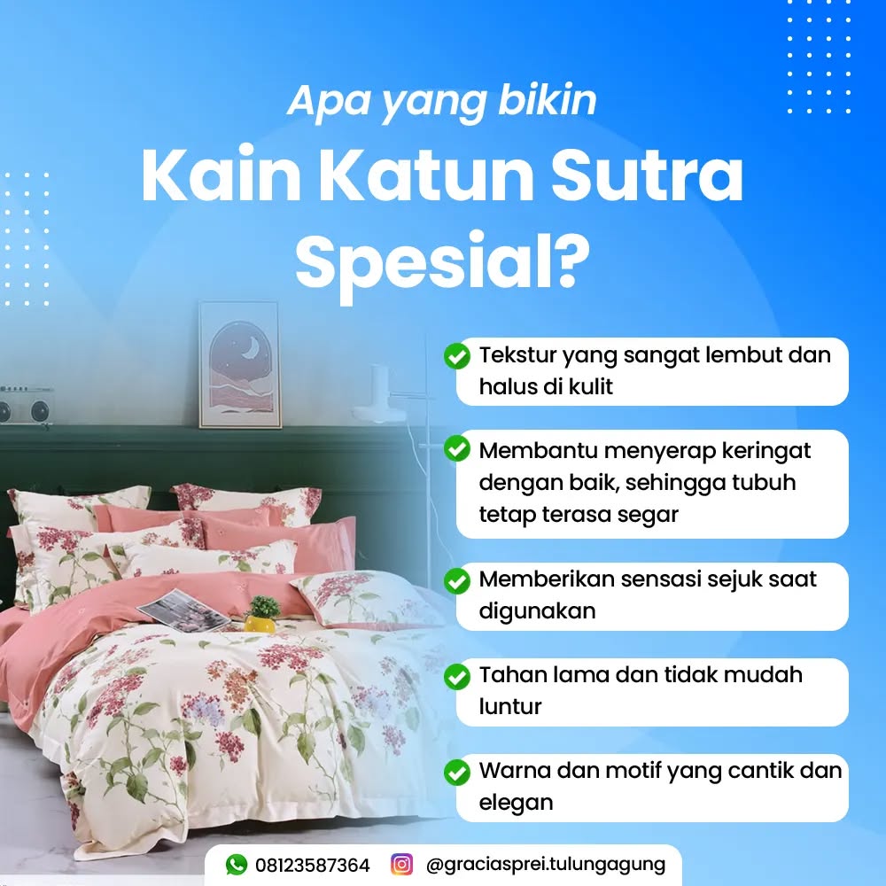 <p>Sprei dengan kualitas bahan premium kini akan m